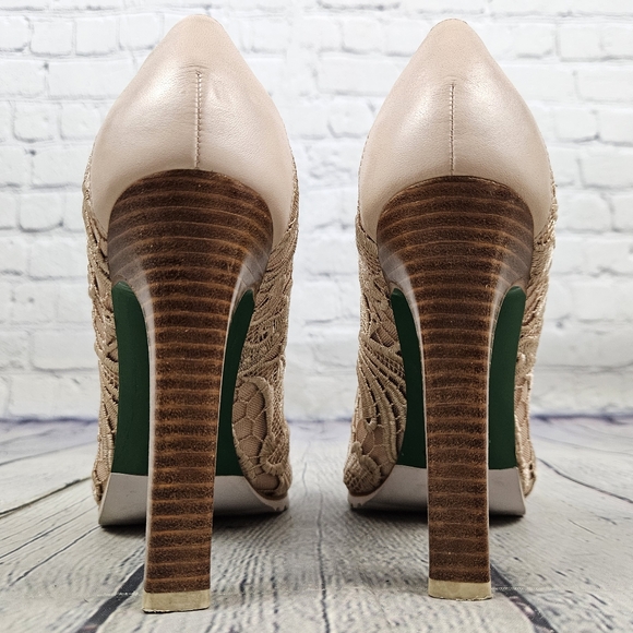 LISA for DONALD J. PLINER | Rawna lace overlay stacked heel shoes - Picture 6 of 11